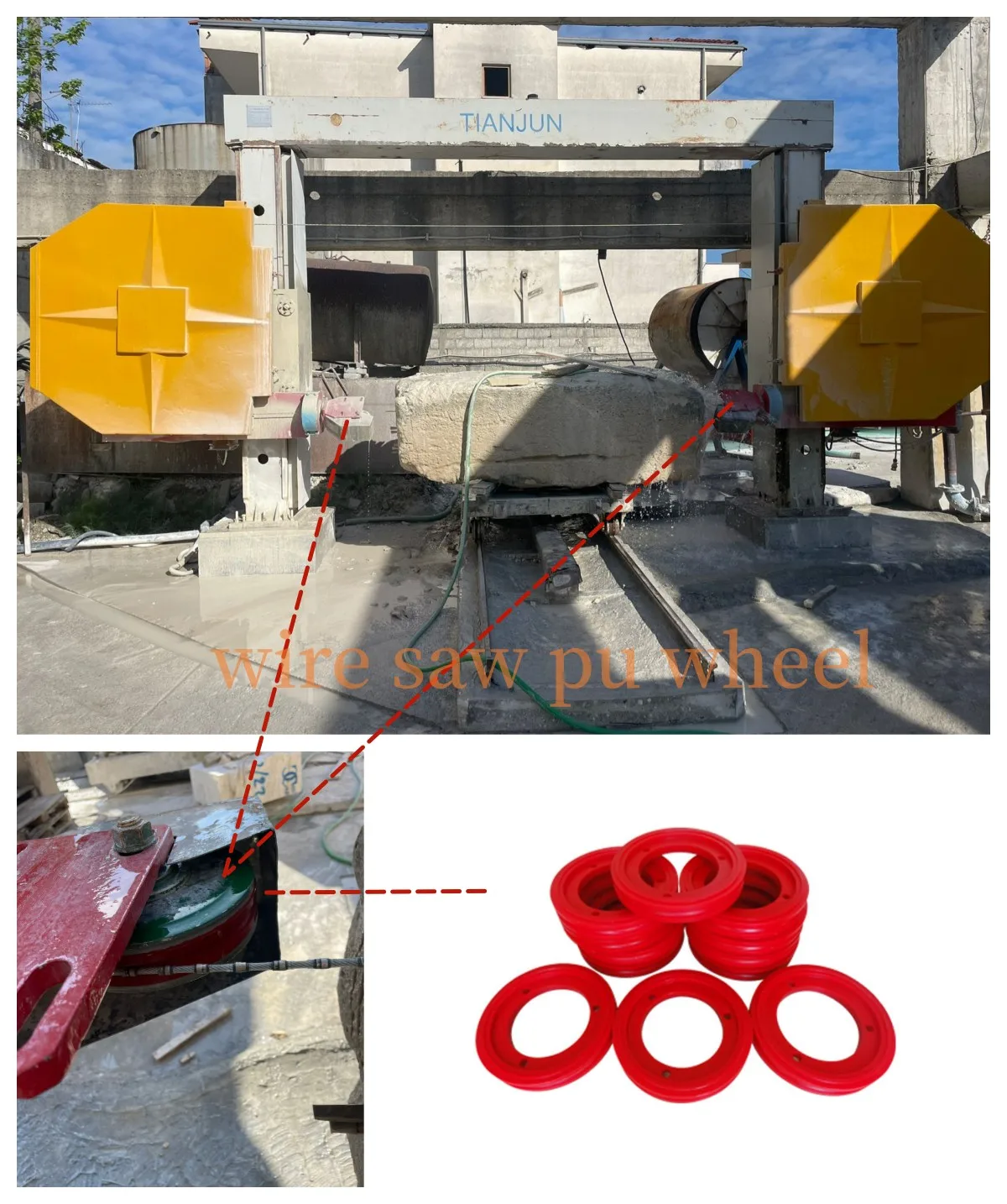 90A hardness Pu pulley for diamond wire saw machine