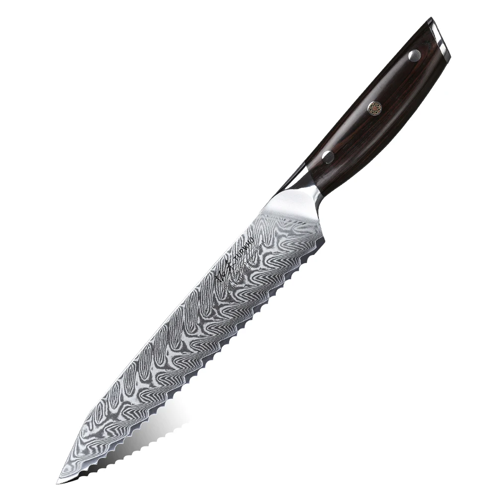 New Arrival 8 Inch Serrated Bread Knife with Ebonywood Handle