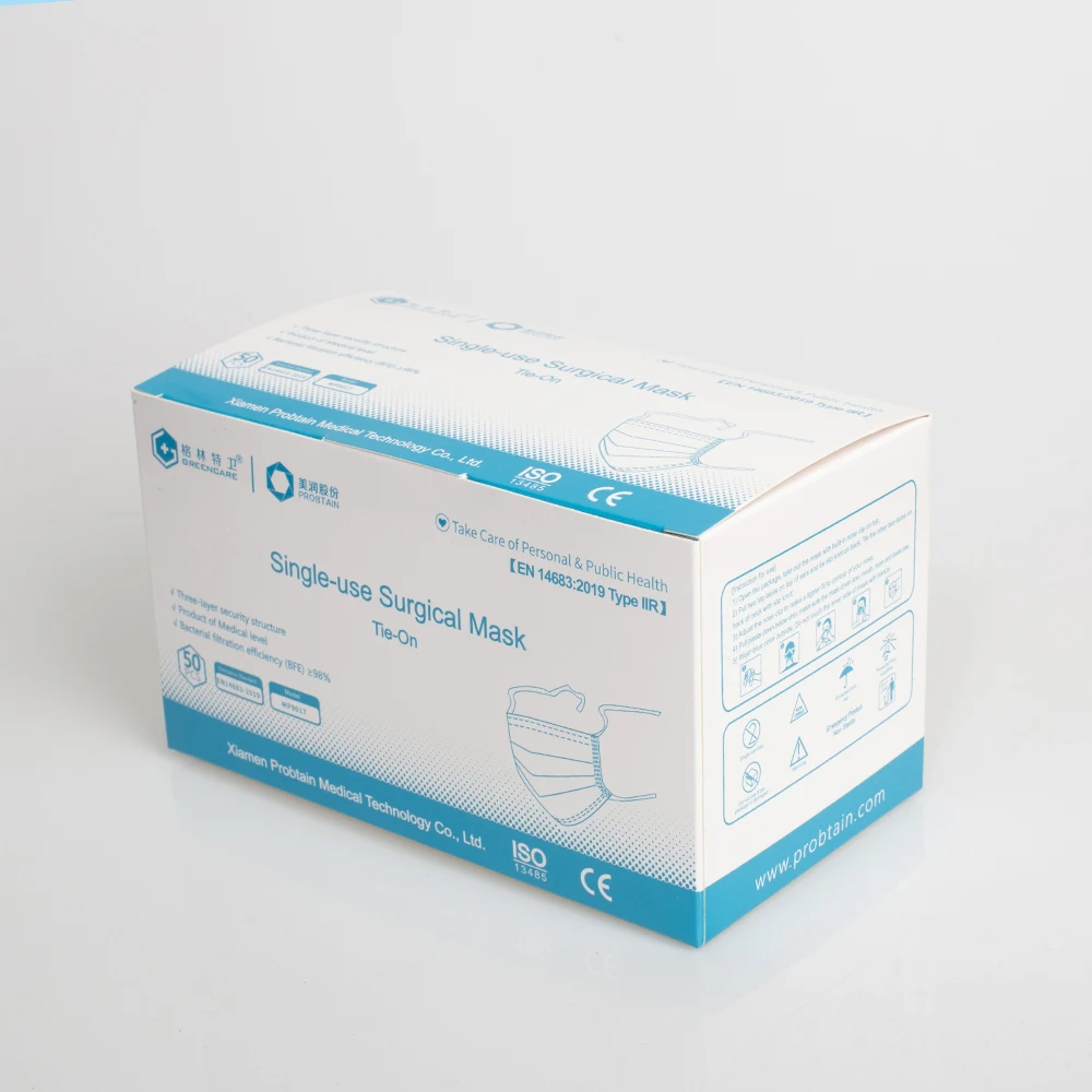 Медик Тип Iir En14683 3 слоя белый уход за кожей лица, 50 шт в наборе, пакет Oem Хирургическая Маска