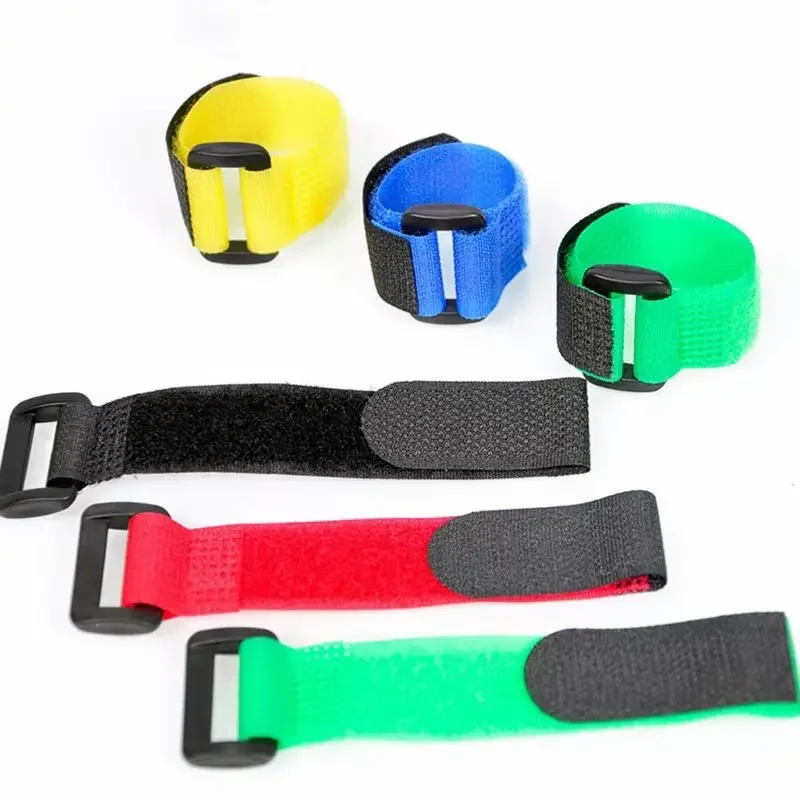2024 nylon back to back hook and loop tape with plastic buckle reusable cable tie for organizing data cable