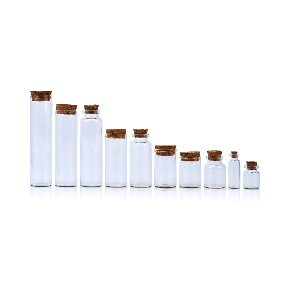 Wholesale 4ml 18ml fine sand container wishing small drift bottle glass vials bottle with wooden cork