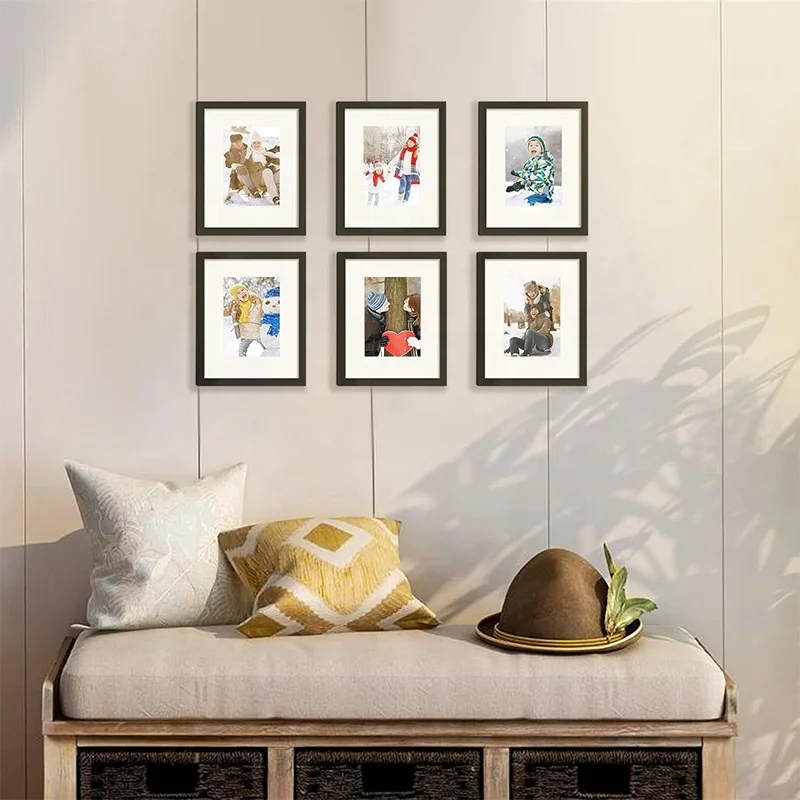 Home decor custom size 4x6 8x10 11x14 inch wall black wood photo picture frame
