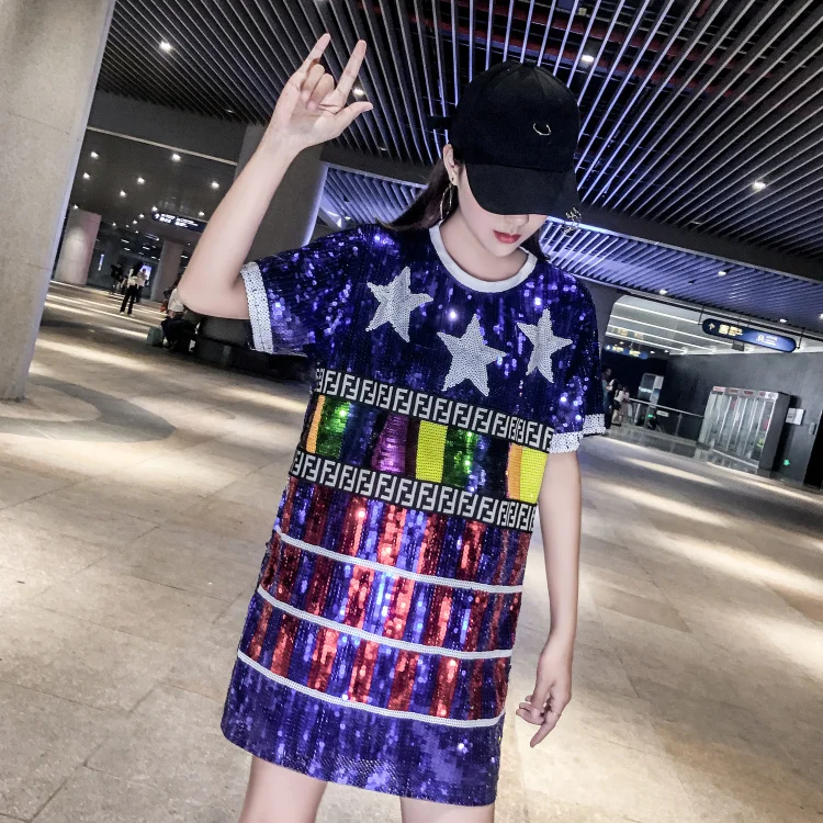 New Fashion Sexy Women Sequin T-shirt Tops Female Sleeveless Round Neck Tops Sexy Women Street Wear Evening Party Clothes