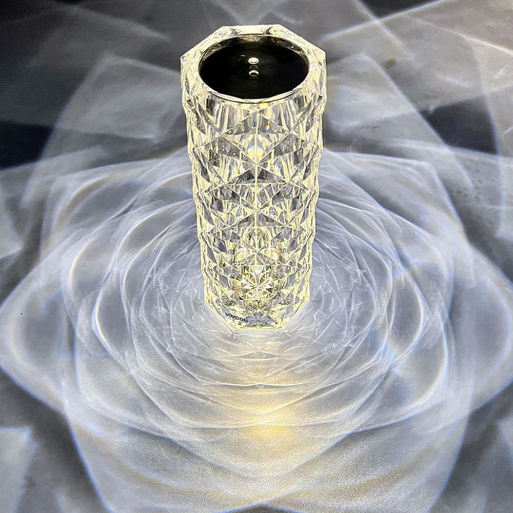 Rechargeable Crystal Touch Table Desk Lamp, Dimmable Nightstand Lamp Decorative Bedside Lamp for Bedroom