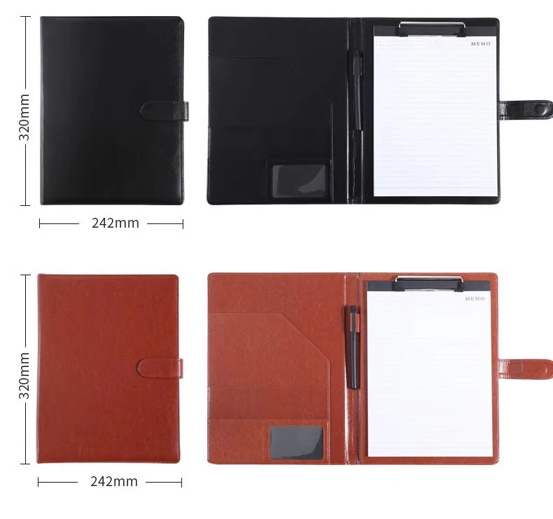 Multifunctional Business PU Portfolio Business Card Holder with Writing Pad  A4 contract signing document folder order book