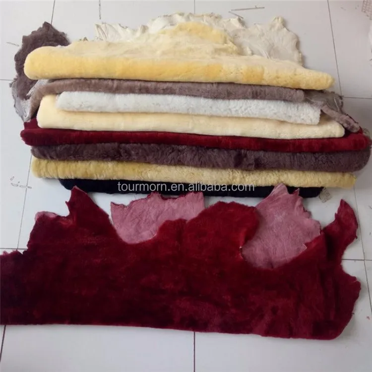 Professional custom color sheep skin shearling fur Plate lamb fur blanket