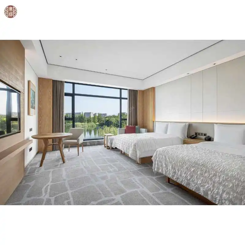 Hot Selling  Modern Contracted Design Hotel Bedroom Furniture Hotel Wood Beds