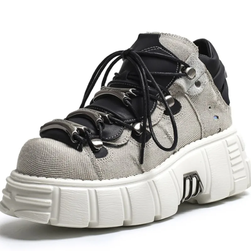 Dropshipping Custom Logo Y2K Punk Style Designer Thick Sole Women Canvas Trendy Sneakers Fashion Shoes Men