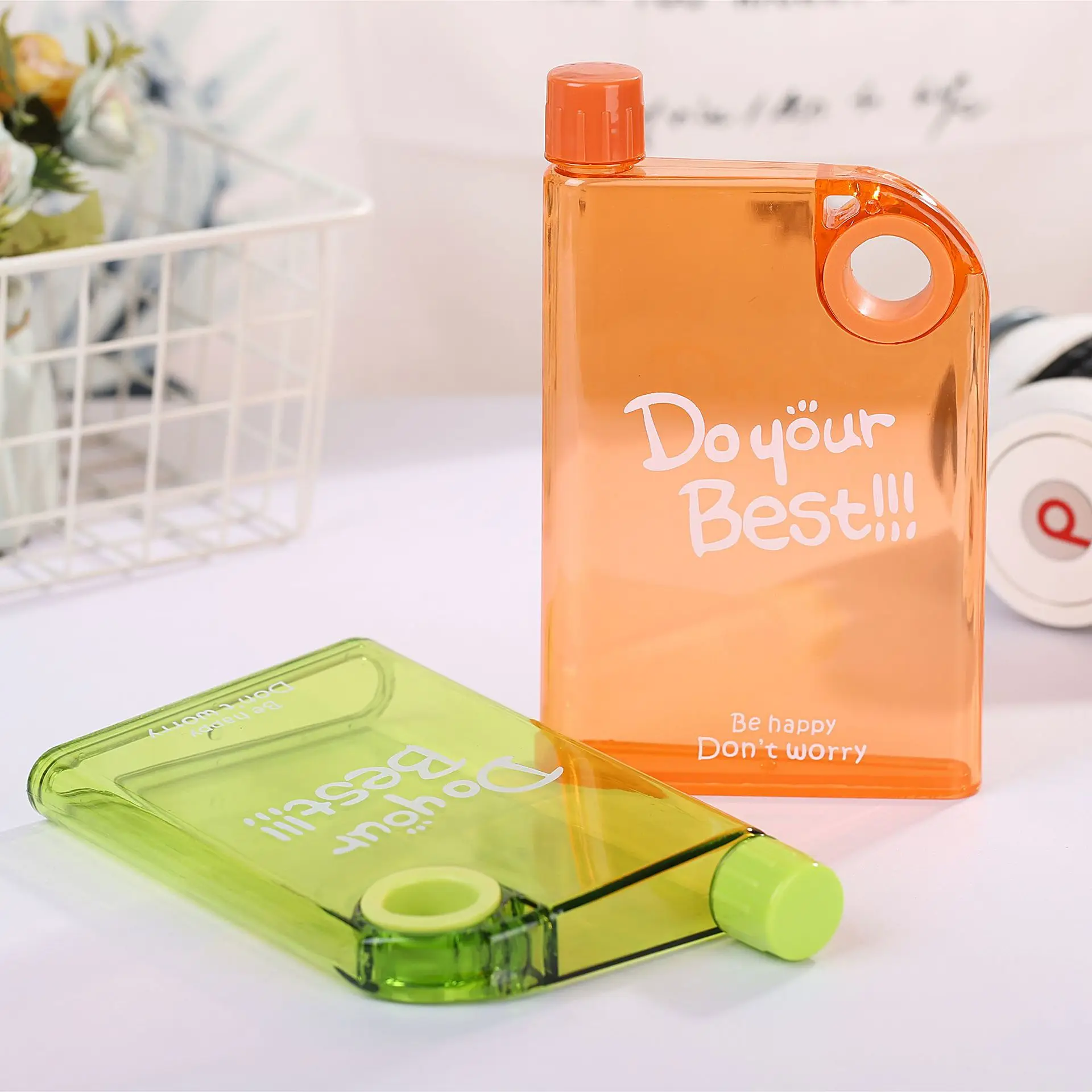 plastic 420ml waterbottle transparent flat