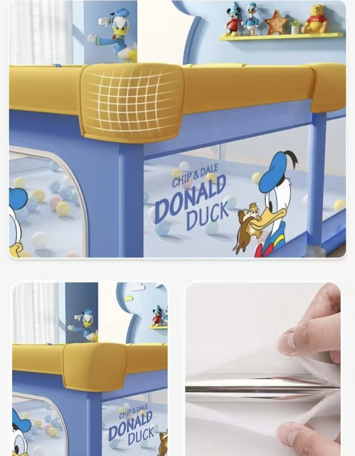150*180cm Donald Park Children Square Reinforced Safety Fence Mat Play Yard Foldable Fabric Infant Indoor Playpen