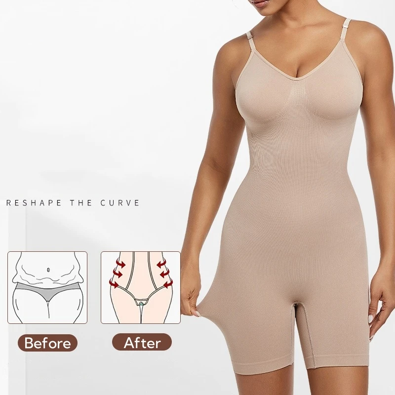 U Backless Shapewear Nylon Round Neck Seamless Butt Lifter Full Body Shaper Waist Trainer Bodysuit for Women Tummy Control