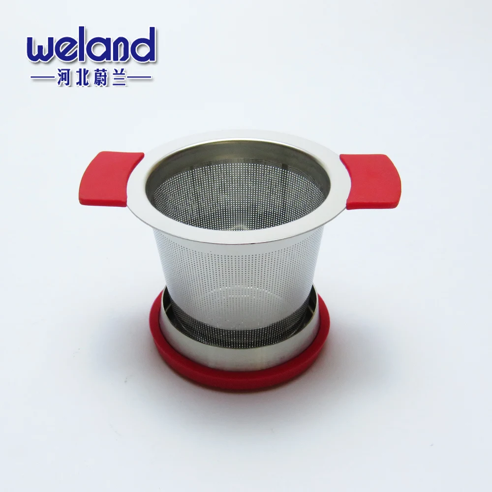 18/8 Stainless Steel 304 Tea strainer with Double silicone Handles for loose leaf tea