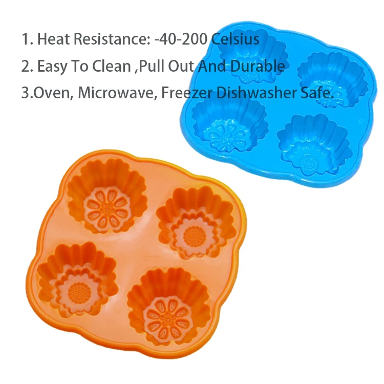 4 Cavity 3D Flower Shape Chocolate Candy Molds Silicone Molds For Baking DIY Ctrafts Jello