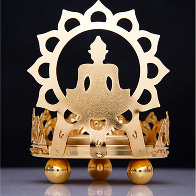 Creative Buddhist oil lamp holder  light and shadow art Household metal gold candle holder for make offerings to Buddha