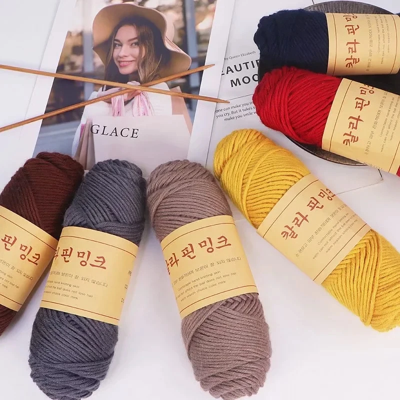 RongMeiXuan Mink yarn 100g Cashmere Wool Yarn Soft Long Hair mink Yarn for Hand Knitting