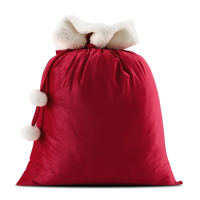 Red Santa Sacks Drawstring Gift Bag Fashion Velvet Santa Sack Custom Large Santa Sacks