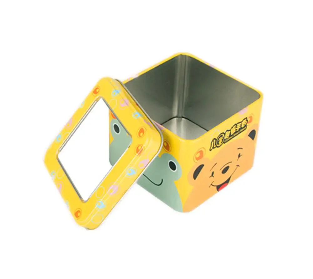 
Manufacturers popular rectangular tin box custom pattern with glass window food packaging boxes 