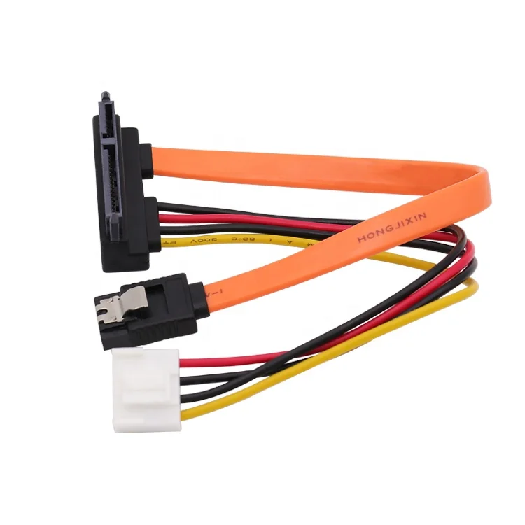 Customized Serial ATA  SATA data 7+15P right angle to SATA 7Pin lock type and PH3.96mm 4Pin power cable