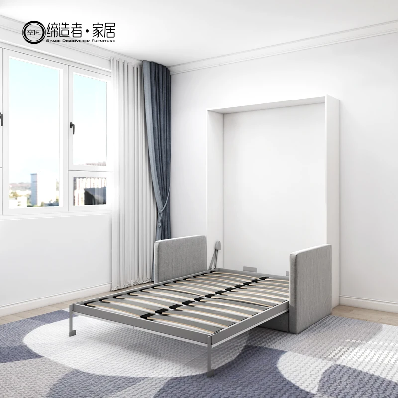 Kids Space Saving Strong Construction Double Full Size Vertical Gas Piston Hydraulic Manual Wall Bed Folding Cabinet With Sofa