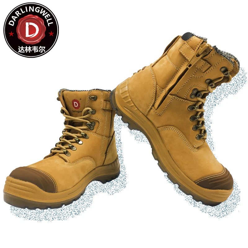 
Work Boots for Men, 8 inch, YKK Zipper, Steel Toe, Slip Resistant Safety Oiled Leather Shoes, Static Dissipative, Breathable 