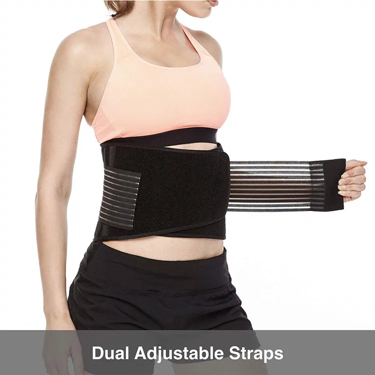 Lower Back Brace Support Belt  Lumbar Protects Relieves Back Pain With Dual Adjustable Straps Breathable Mesh