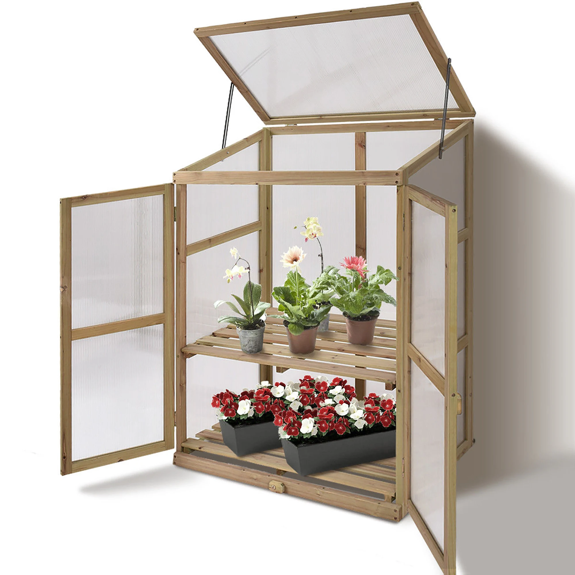  2 яруса 55x40x80 см деревянная холодная рама портативная мини теплица для