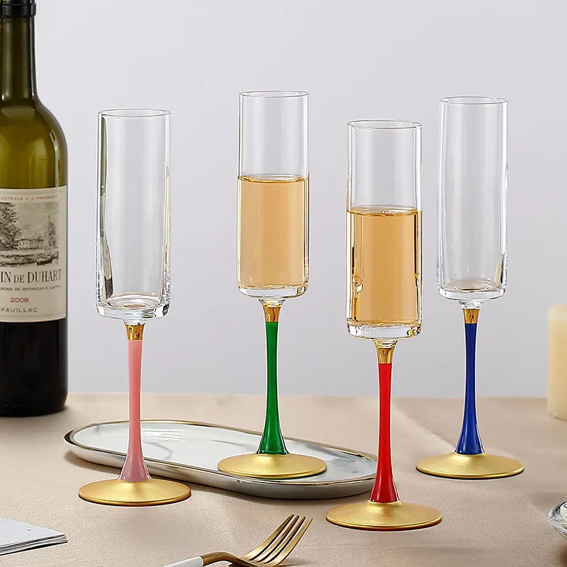 Luxury Gbolet Colorful Handle Crystal Cups Champagne Crystal Glass Wholesale Crystal Cups Glass Cup
