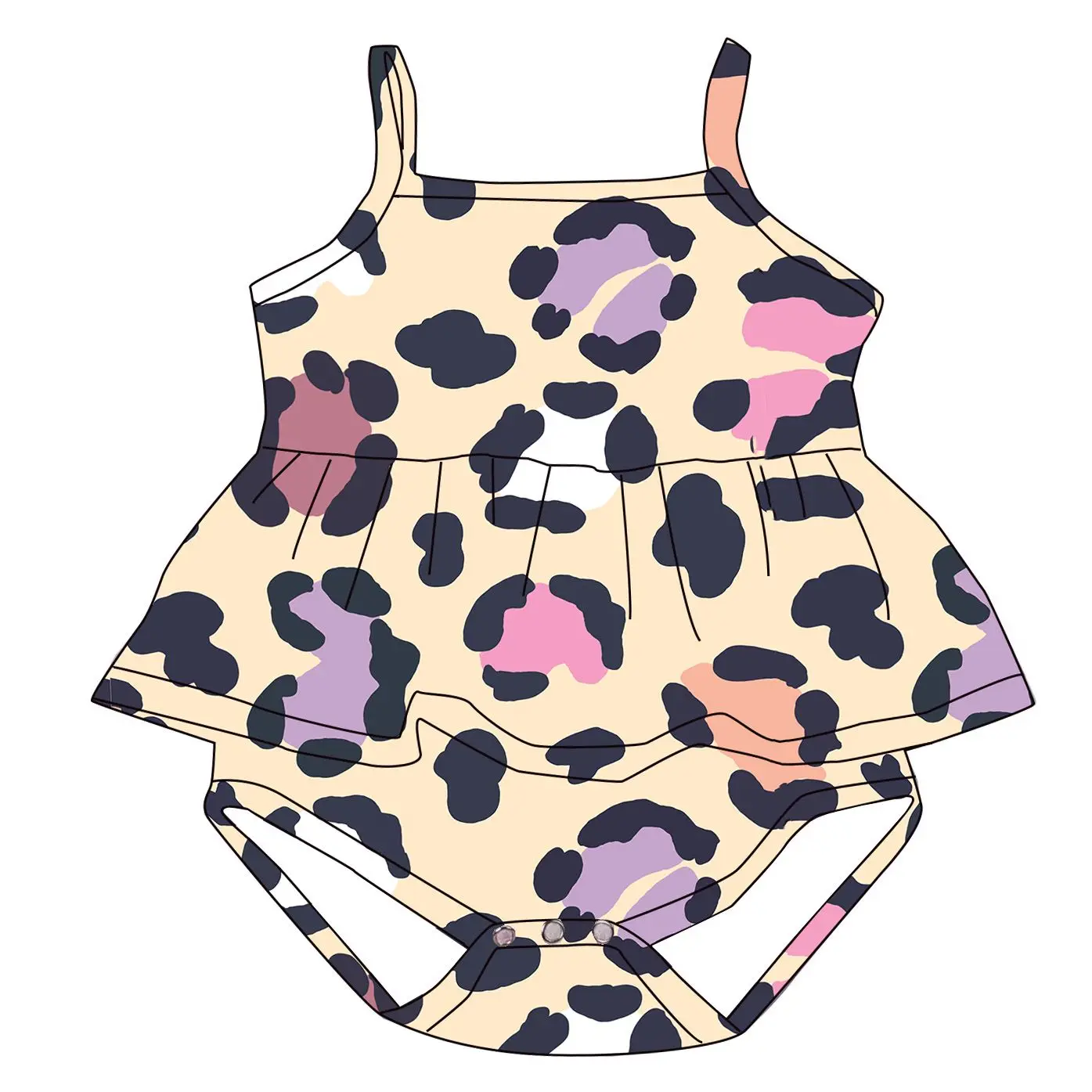 Fast Shipping Customized print baby summer frenulum tollder peplum leo girls printed rope bubble girls sling Skirt hem romper