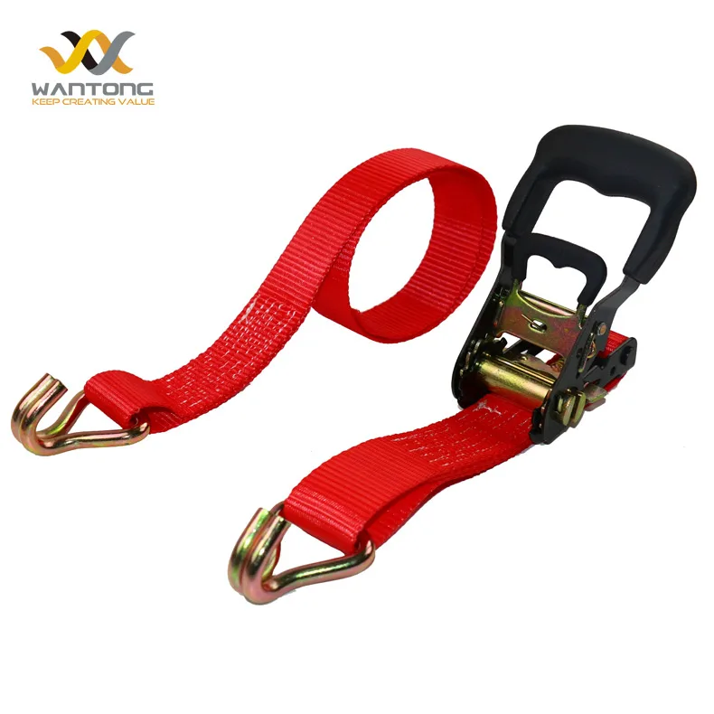 1.5 inch 2000kgs cargo lashing belt with 3.8cm ratchet strap with j hook soft loop car tie down straps ratchet
