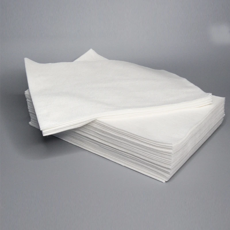 Disposable Thick Soft Bamboo Nonwoven Washcloths for Sensitive Skin for Face Salon or Hotel Use Adult Size Square Pattern