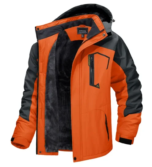 Wind Breaker Jacket Fleece Lining Mountain Jackets,Mens Hiking&Outdoor Removable Hooded Coats Ski Snowboard Parka Winter Outwear