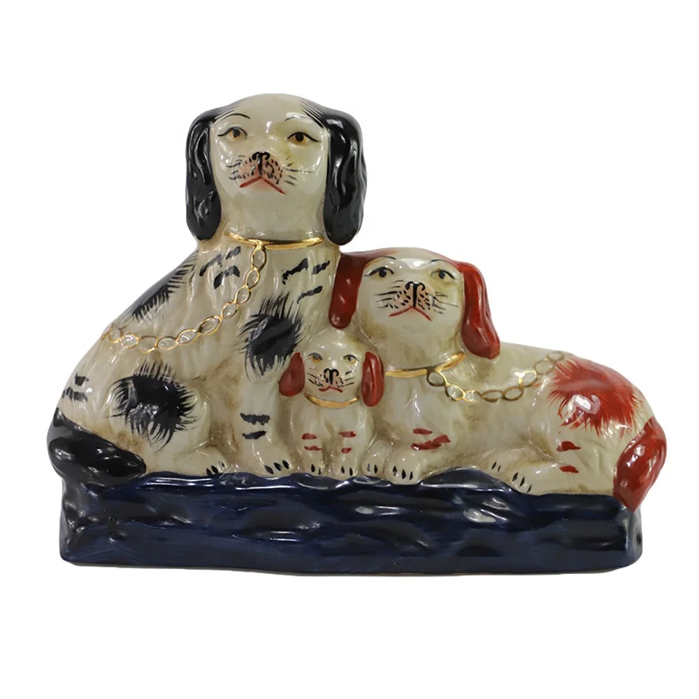 Synwish Vintage Modern Custom Staffordshire Reproduction King Charles Spaniel Foo Ceramic Dog Figurine Ornament for Home Decor