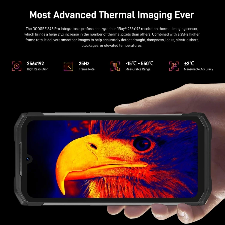 5G Rugged Telephons DOOGEE S98 Pro 8GB+256GB Mobile Phone Night Vision 6.3 inch Android 12 IP68/IP69K Waterproof Smartphone