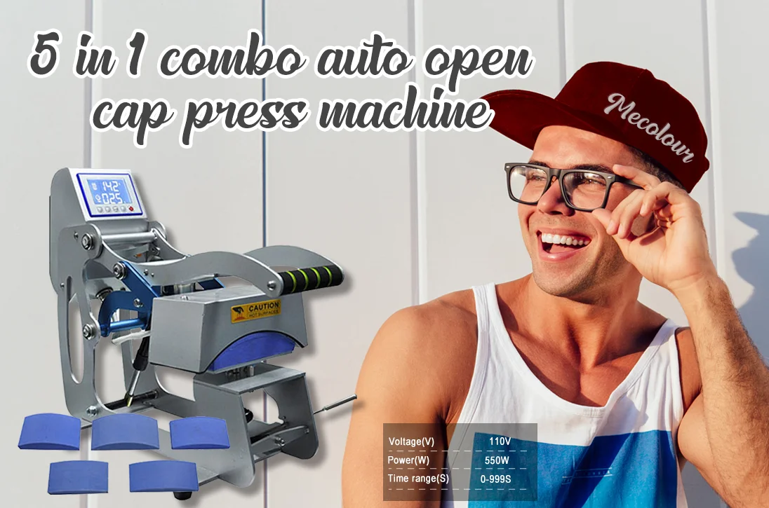 5 in 1 combo Semi - Auto Open Hat heat Press Machine 550W From China