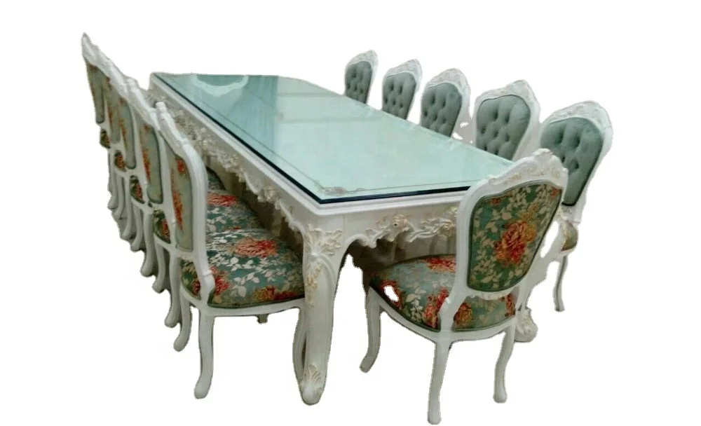 Classical Oak Wood Craftman Long Table and 20 Person Chair from China Manufacturer Arab Dubai Designer for Dining Room Sets