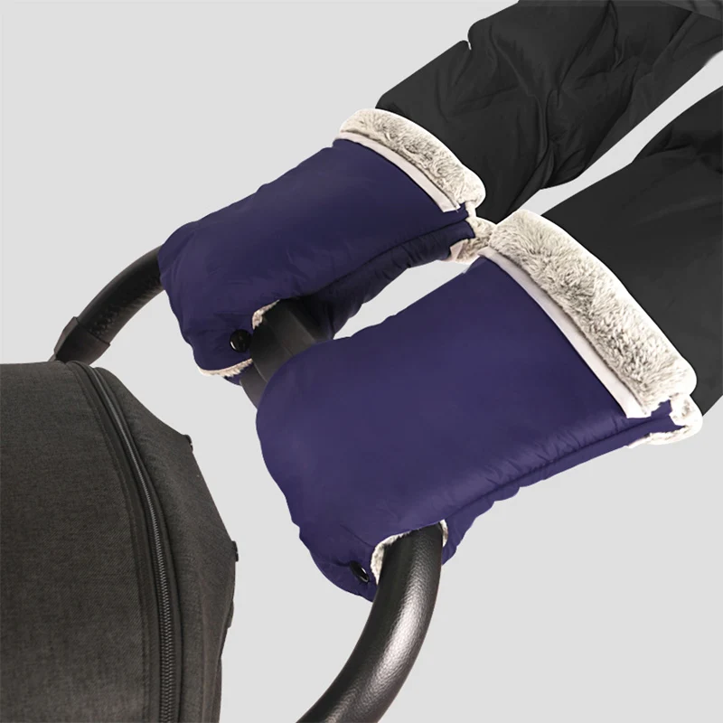 Winter Baby Stroller Hand Muff, Windproof Pram Hand Warm Stroller Gloves, Snowproof Stroller Handle Hand Warmer Muff  With Fur