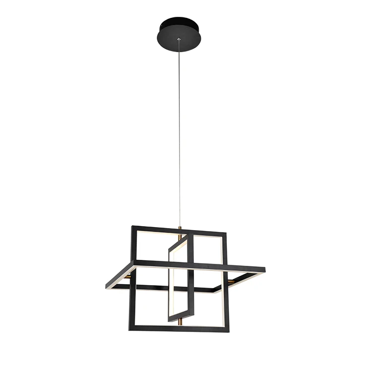  Northern Europe Square Black Modern Industrial Kitchen Room Decoration Shop Free Diy Hanging Ceiling Light Pendant