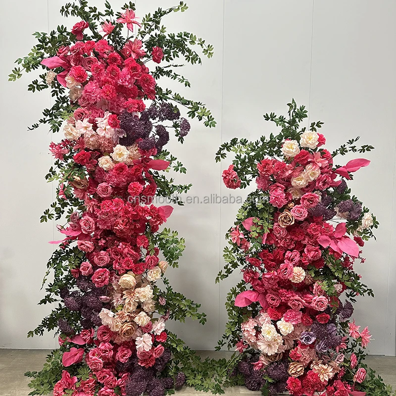 SMOOTH Forest 5D Artificial Purple Flower Arrangement Floor Flower Runner for Wedding Party Background Decoration