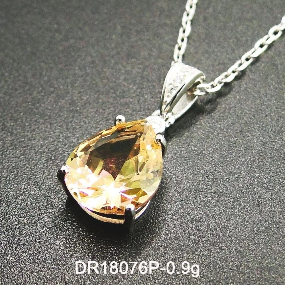 925 Sterling Silver Pear Cut Morganite Pendant For Woman Jewelry