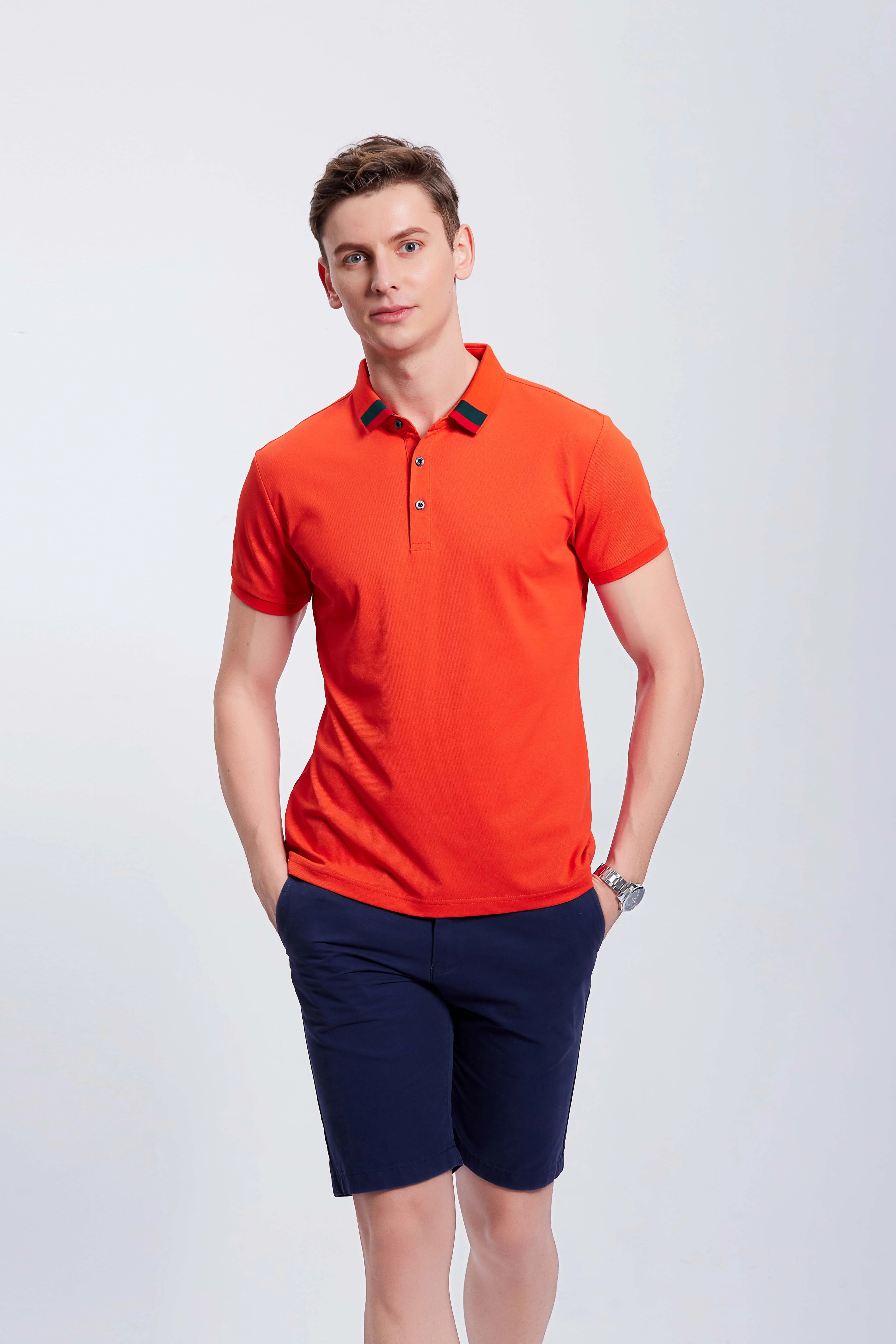 Wholesale Restaurant Uniform design orange custom polo shirts unisex