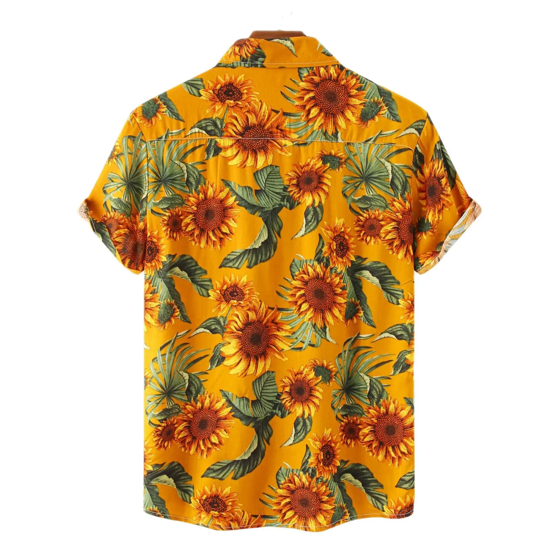 Summer Men Hawaiian Shirt Sunflower Print Shirt Men Vintage Oversized Short Sleeve Loose Casual Tropical Beach Top shirt