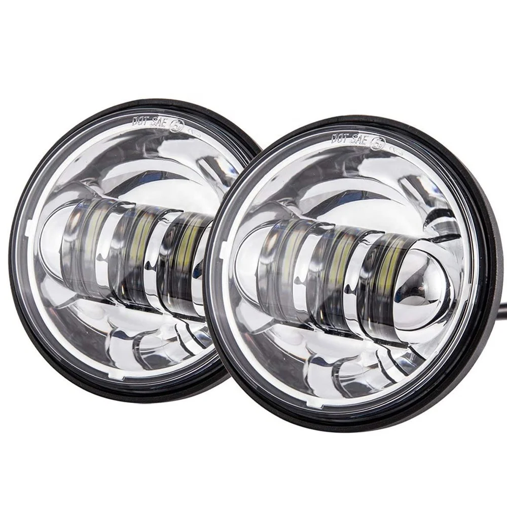 Motorcycle 4-1/2 Inch Chrome LED Passing Light Fog Lamps Motorcycle Auxiliary Light Compatible For Harley Electra Glide
