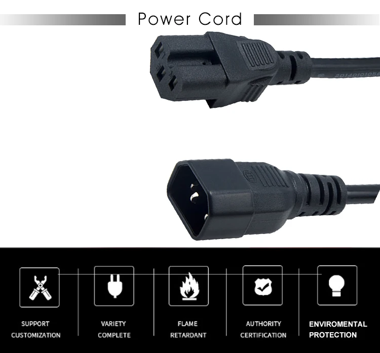 Power cable assembly C14 c15 connector IEC C14 plug-in socket IEC c15 power extension cord