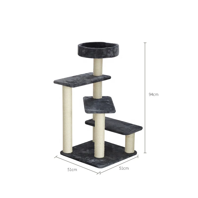 Professional eco-friendly wooden sisal cactus cat scratcher tree