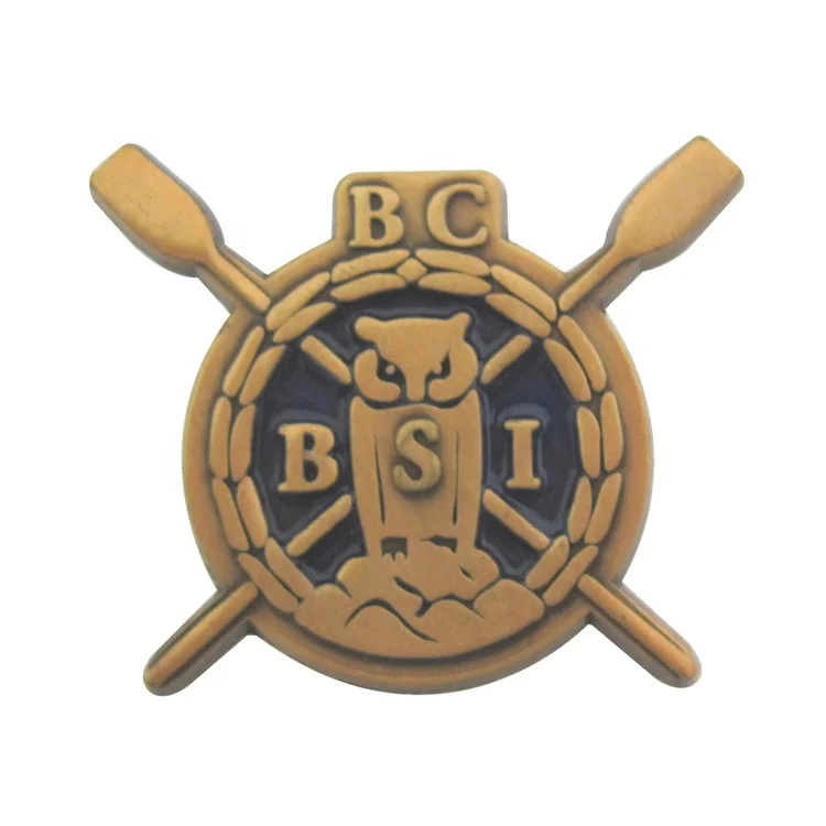 factory customized pin badges decoration antique custom retro 3D logo metal badges lapel pin