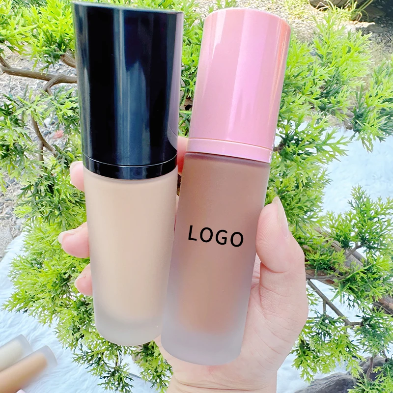 Matte Liquid Foundation Private Label Mineral Black Pink Lid Foundation Dark Skin Logo Cosmetics Makeup Liquid Foundation