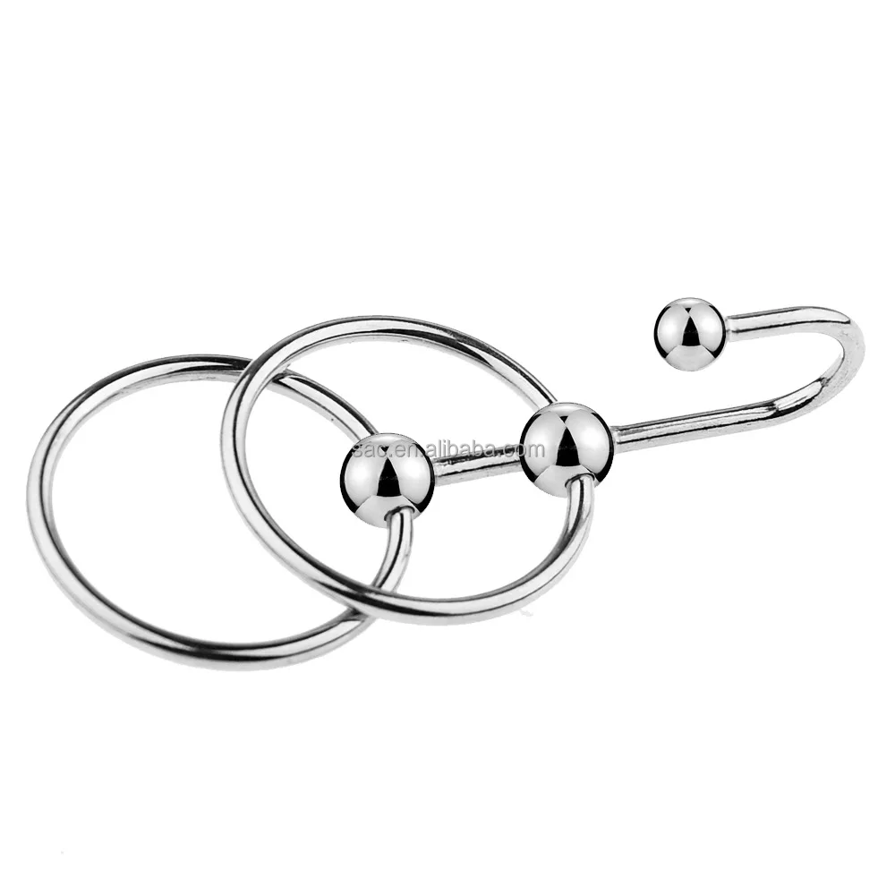 SacKnove SM Metal Penis Sex Toys Hook Dilatators Delay Premature Ejaculation Lock Fine Cock Urethral Plug Double Glans Ring