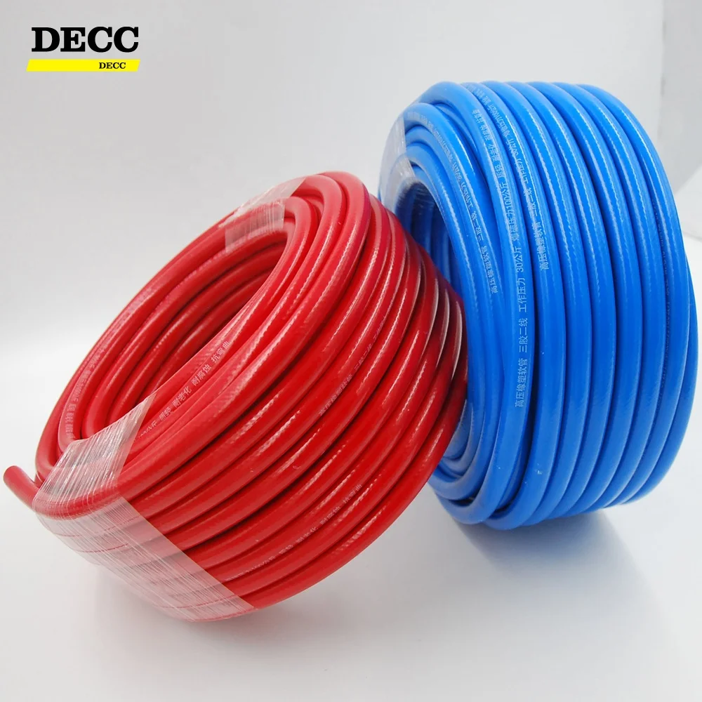 Flexible Abrasion Resistant 8MM Welding Hose Oxygen Hose /Acetylene Hose Red or Blue Three glue two line process