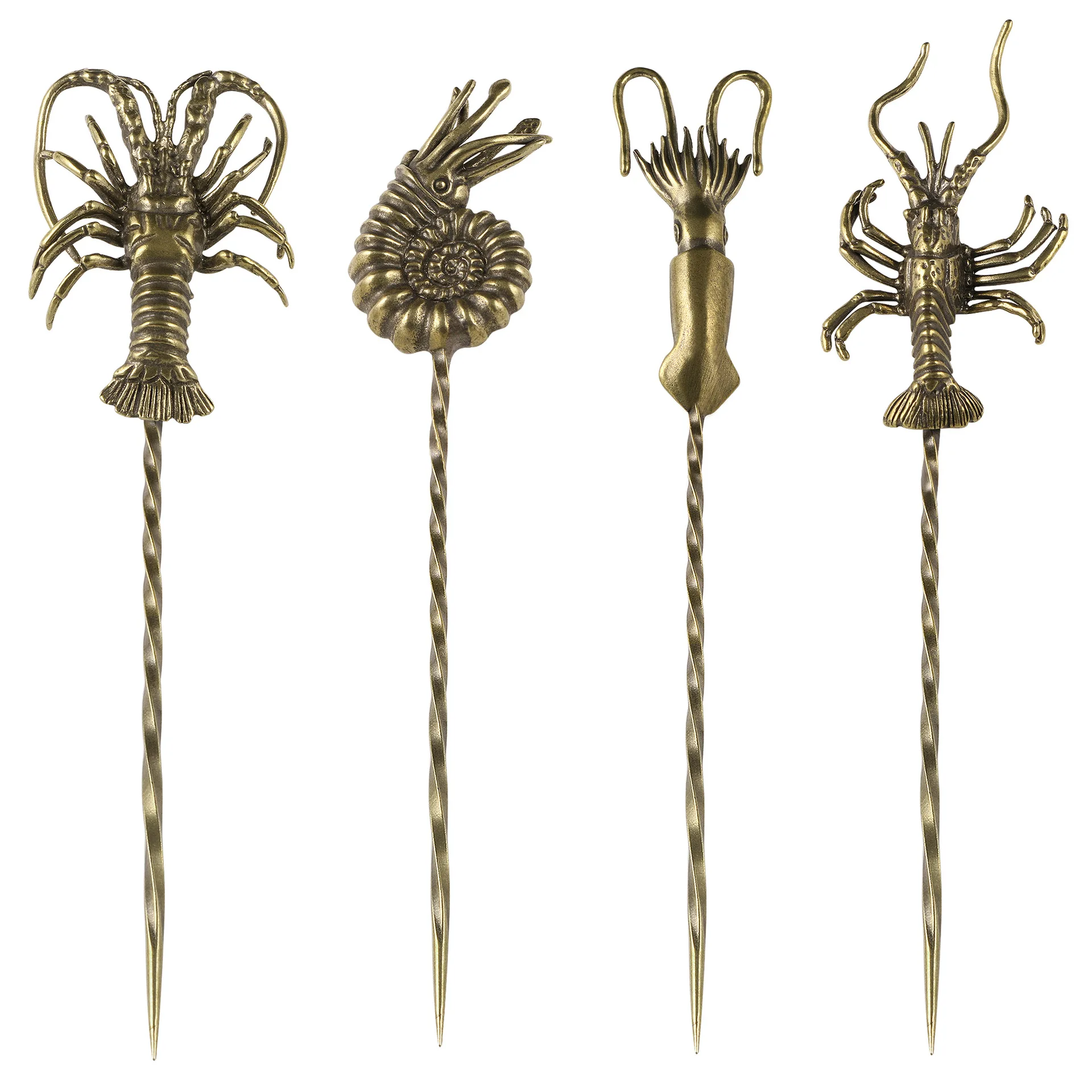 Wholesale marine life brass dredging needle smoking pin imitation antique play hairpin crafts collection