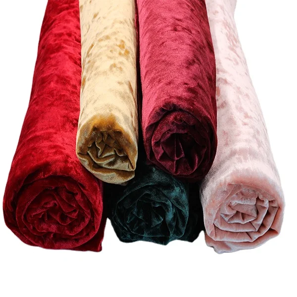 Warp Knitted Ice Stretch Velvet Polyester Spandex Crushed Velvet Fabric for Clothing/Dress/Garment